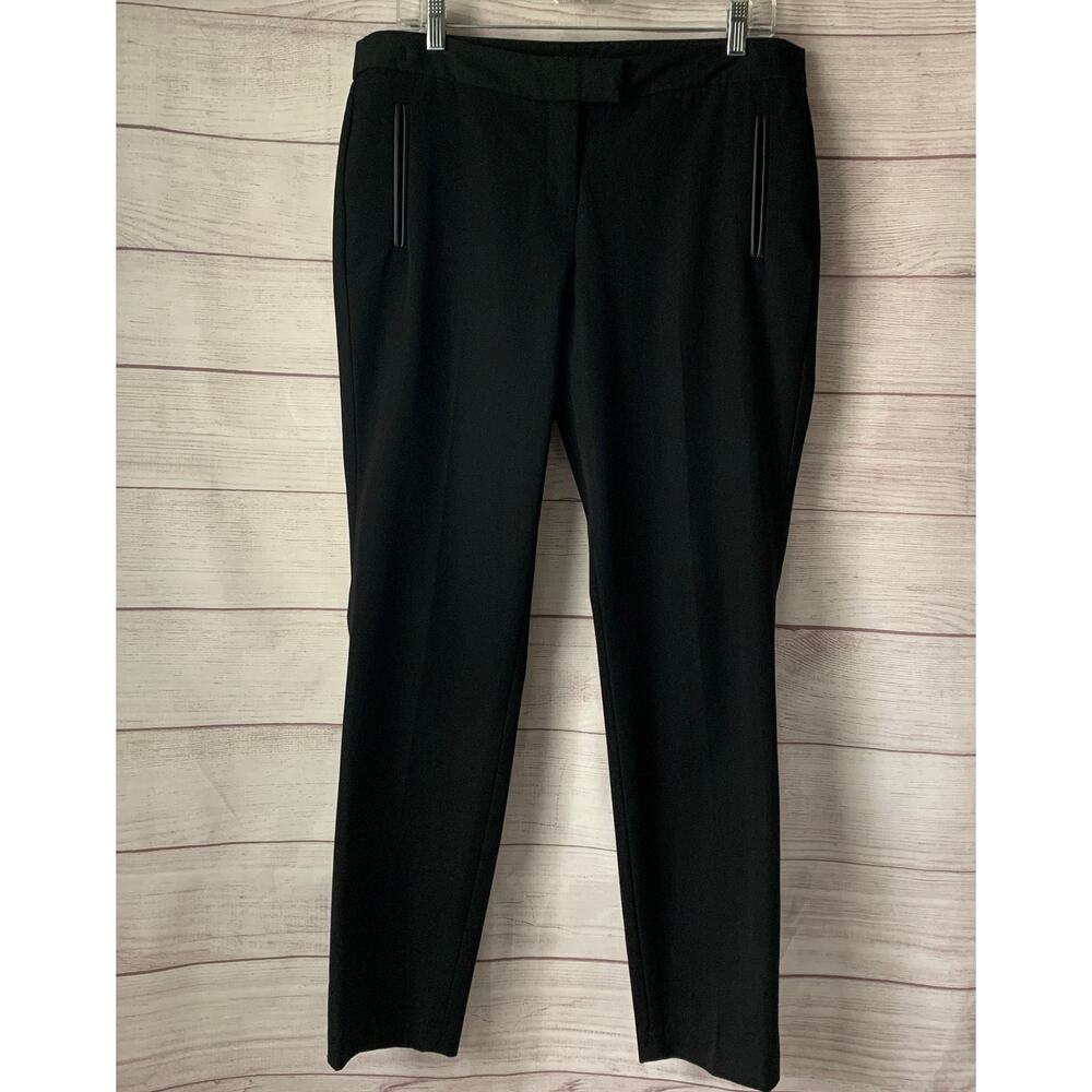 Studio Hilary Radley Black Dress Pants Slim Leg Vertical Slit Pockets Size 10